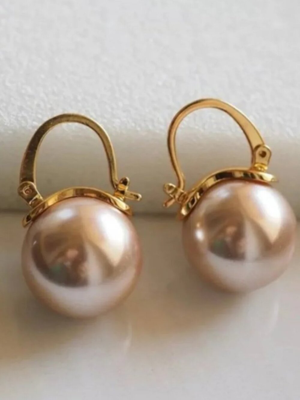 Kate Spade Rose Gold Pearl Drop Earrings Classic Elegant Leverback Earrings - Picture 2 of 4